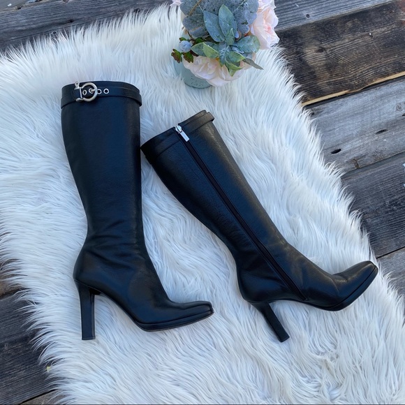 Burberry Knee-High Leather Heeled Boots 38 - Picture 2 of 13
